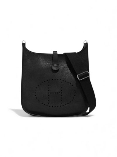 Sac Bandoulière Hermes Evelyne 33 En Cuir Noir Grainé