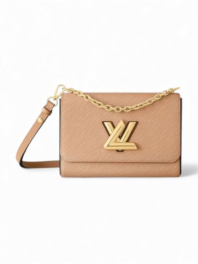 Sac Twist MM Louis Vuitton Cuir Épi Bicolor Camel Clair Et Noir