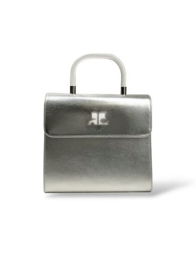 Courrèges Handbag in Shine Gray Leather 