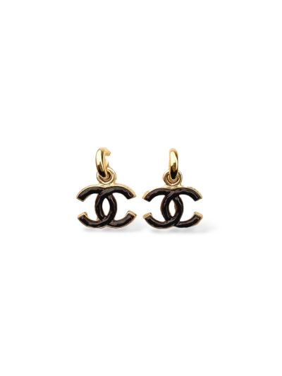Boucles CC Chanel Pendantes Email Bordeaux 