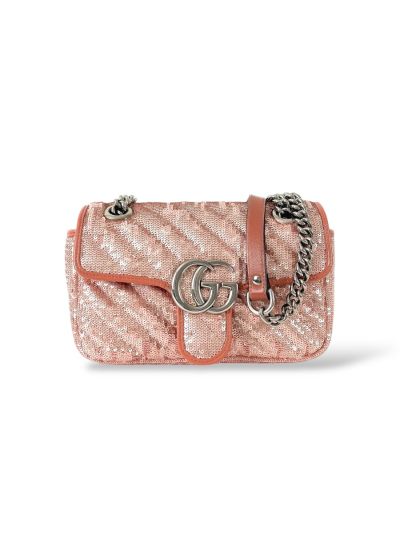Sac à bandoulière Gucci à Paillettes Marmont Rose 