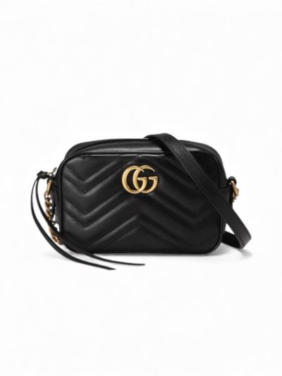 Sac à Bandoulière Gucci En Cuir GG Marmont Camera Bag Noir 