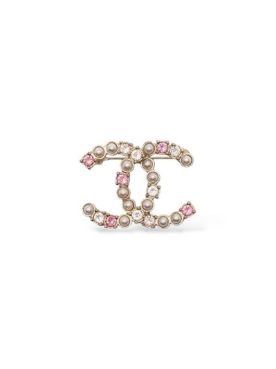 Broche CC Chanel à Strass Roses