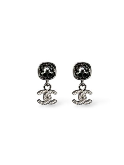 Boucles D'oreille Pendantes CC Strass Chanel 