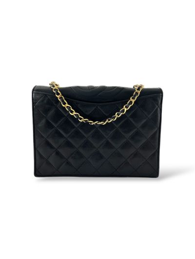 Sac Chanel Vintage En Cuir Noir Matelassé 