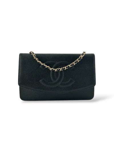 Sac Wallet On Chain En Cuir Caviar Noir