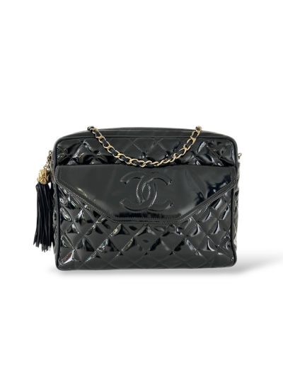 Sac Camera Bag Chanel Cuir Vernis Noir