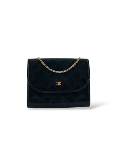 Sac Wallet On Chain Cuir Agneau Noir Vintage 