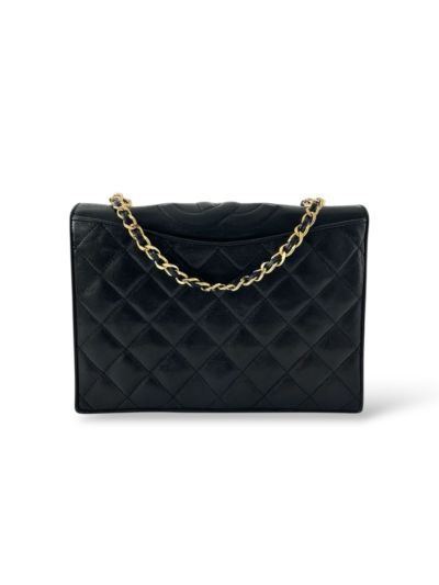 Sac Chanel Vintage En Cuir Noir Matelassé 