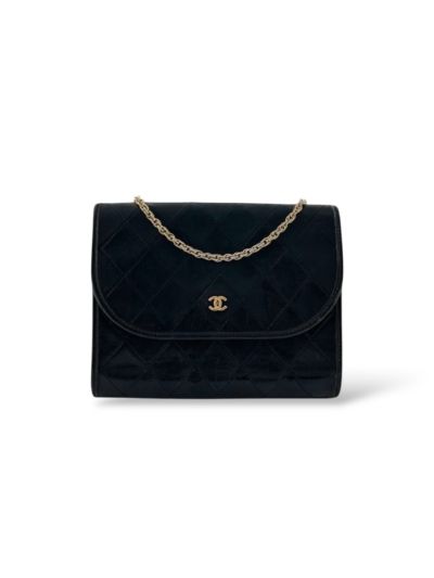 Sac Wallet On Chain Cuir Agneau Noir Vintage 