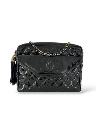 Chanel Camera Bag in Black Patent Leather