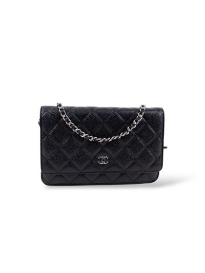 Chanel Wallet On Chain Shoulder Bag in Black Caviar Leather 