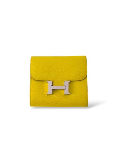 Hermès Constance Grained Leather Wallet in Yellow