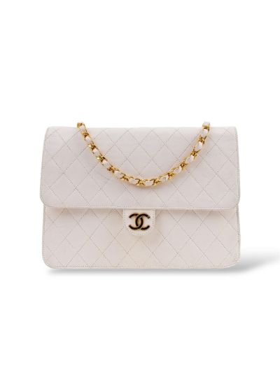 Sac Pochette Chanel Timeless En Cuir Blanc 