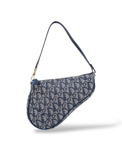 Sac à Main Mini Saddle Dior Vintage En Toile Monogram Bleu Marine 