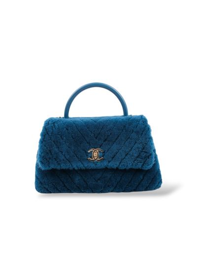 Sac à Bandoulière Chanel V Stitch Coco Handle Bleu