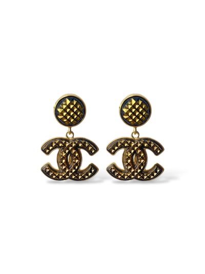 Boucles D'oreilles Chanel Dorée Matelassée 