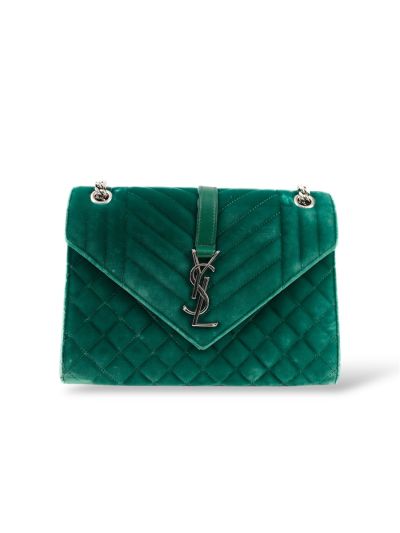 Sac Enveloppe Saint Laurent En Daim Vert