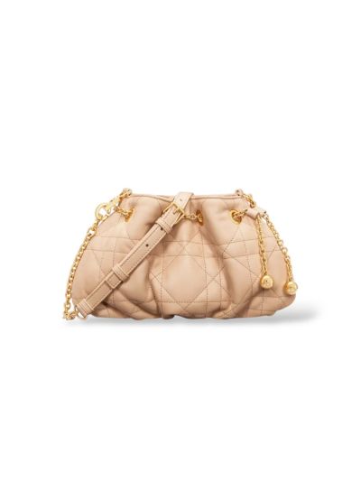 Cristian Dior Amni Small Beige Leather Shoulder Bag