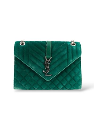 Sac Enveloppe Saint Laurent En Velours Vert