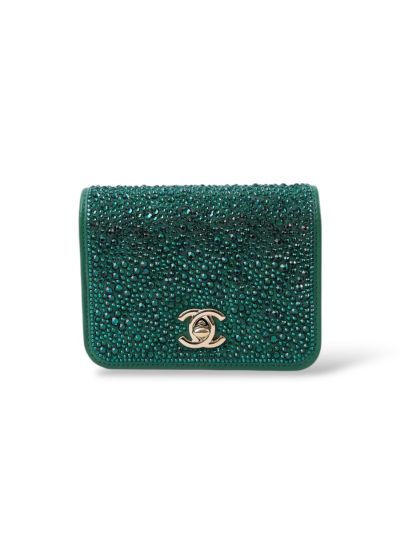 Sac à Main Chanel En Cuir Vert Avec Cristaux Swarovski