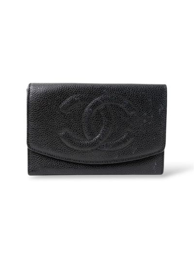 Porte Monnaie Chanel En Cuir Caviar Noir Vintage 