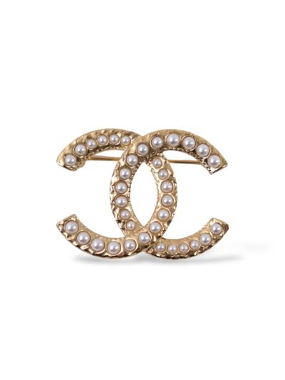 Broche Chanel CC Perles et Dorée