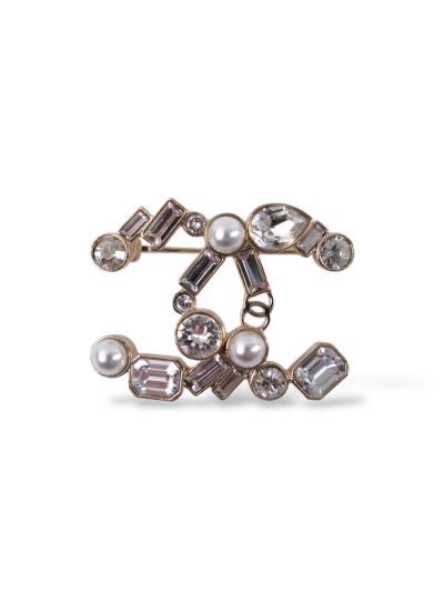 Broche Chanel Strass Et Perles 