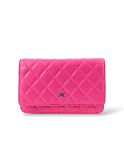 Sac Pochette à Bandoulière Chanel Wallet On Chain En Cuir D'Agneau Rose 