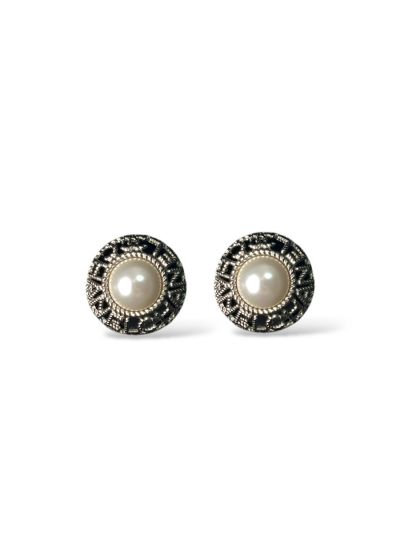 Boucles D'Oreilles Chanel Rondes Avec Perle 