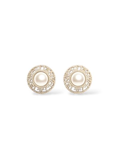 Boucles D'Oreilles Chanel Rondes Avec Perles 