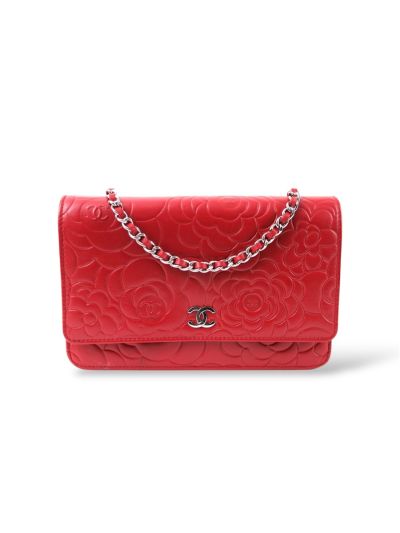 Sac à Bandoulière Chanel Wallet On Chain En Cuir Rouge 