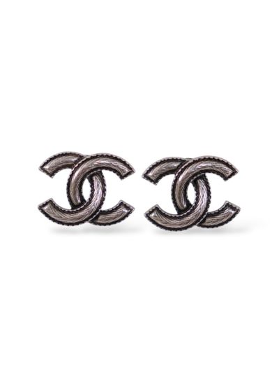 Boucles D'Oreilles Chanel Argenté Vieilli Noir