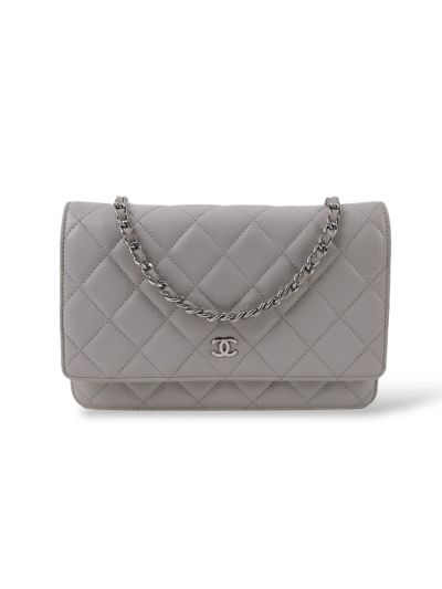 Sac Chanel Wallet On Chain En Cuir D’agneau Gris Perle