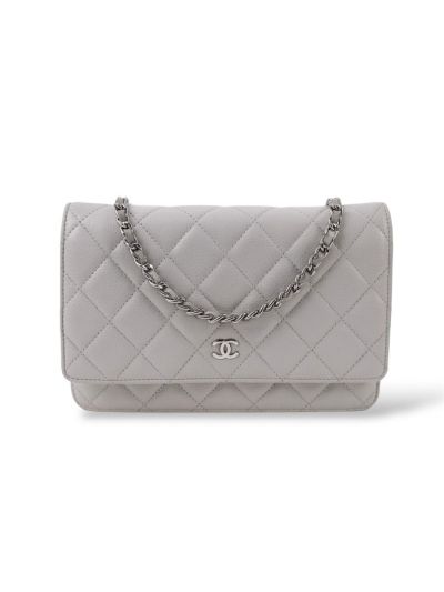 Chanel Wallet On Chain Bag in Pearl Gray Lambskin Leather
