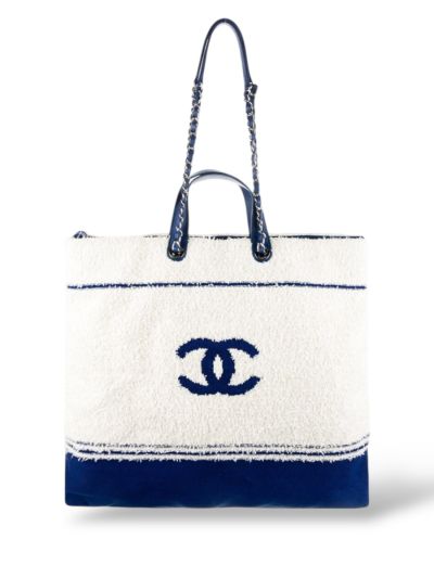 Sac Cabas Chanel Deauville Biarritz Venise Tote En Toile Éponge