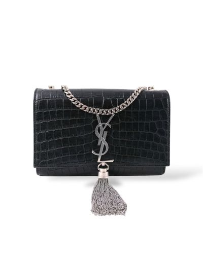 Saint Laurent Kate Small Tassel Shoulder Bag in Black Leather 