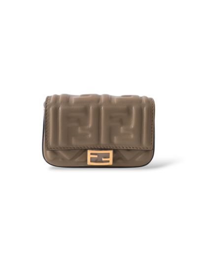 Sac à Main Fendi Nano Baguette Charm En Cuir Monogram Taupe