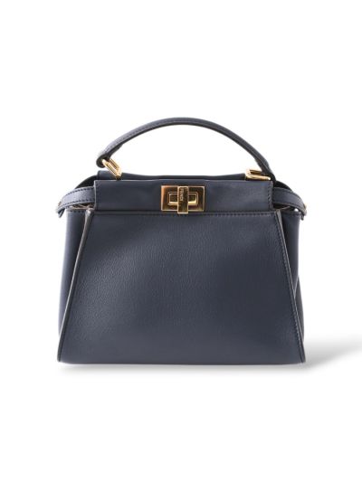 Sac à Main Fendi Mini Peekaboo En Cuir De Veau Bleu Foncé
