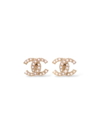 Chanel CC Pearl Stud Earrings