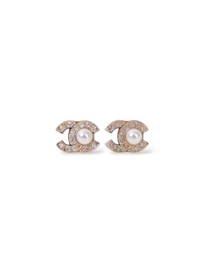 Petites Boucles Puces Chanel Strass Et Perles