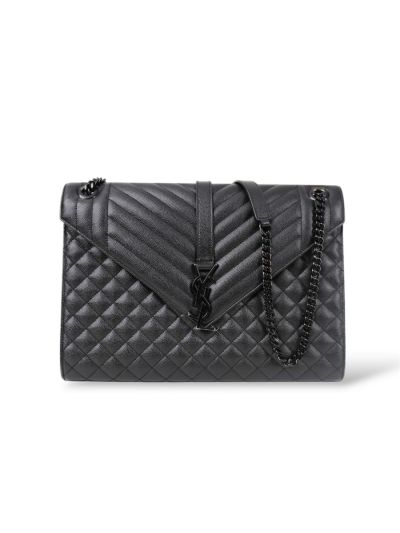 Sac à Bandoulière Saint Laurent Enveloppe Full Black En Cuir Grainé 