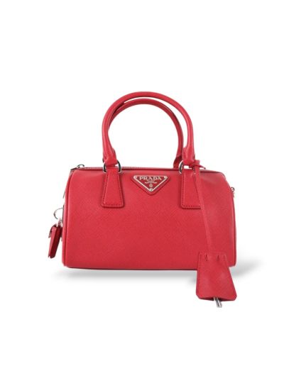 Sac à Bandoulière Prada Bauletto En Cuir Safiano Rouge