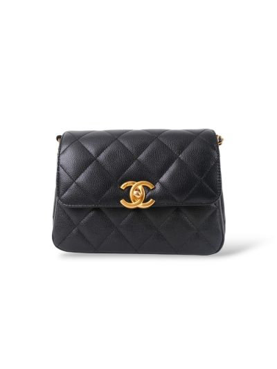 Sac à Bandoulière Chanel Mini Flap En Cuir Noir Grainé 