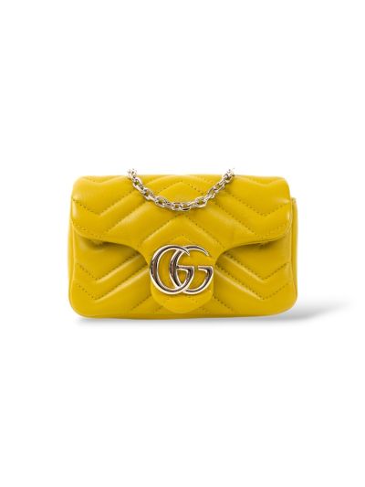 Sac Gucci GG Marmont Mini Format En Cuir Jaune 