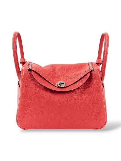 Sac Hermès Lindy 30 En Cuir Taurillon Clémence Rouge Pivoine 