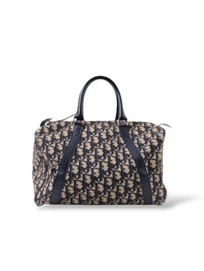 Sac à Main Dior Boston Bowling Oblique Bleu 