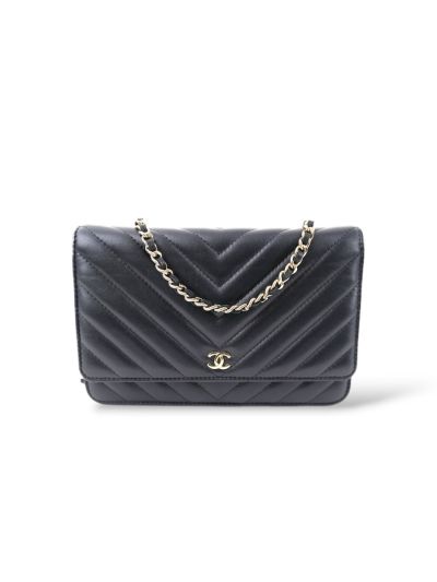 Sac à Bandoulière Chanel Wallet On Chain Cuir Noir 