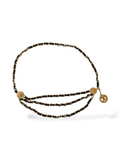 Ceinture Chanel 3 Rangs Tressée En Cuir Noir 