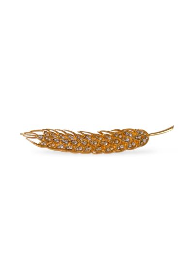 Broche Chanel Epis De Blé Dorée Strass